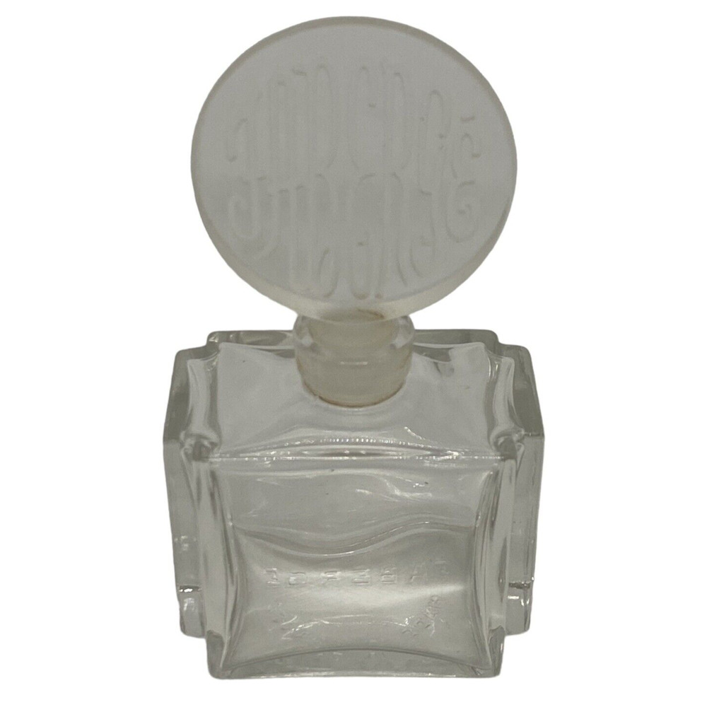 Faberge 4" Perfume Cologne Bottle France Art Glass Crystal Etched Disc Stopper